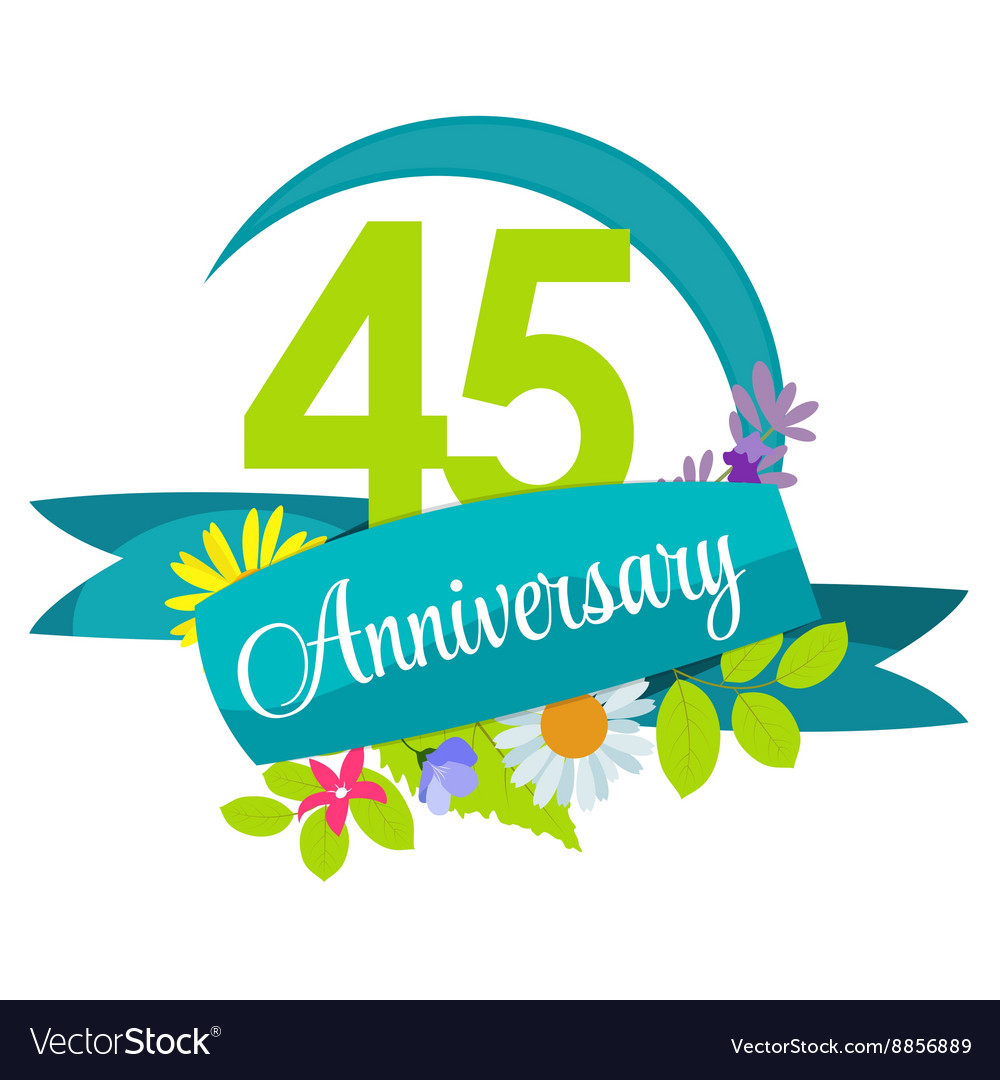 Cute Nature Flower Template 45 Years Anniversary Vector Image