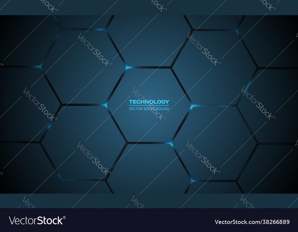 Dark blue hexagonal technology abstract background