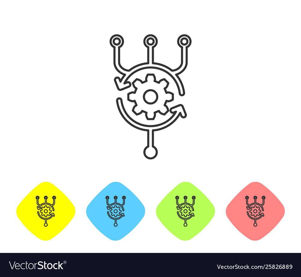 Grey algorithm line icon isolated on white