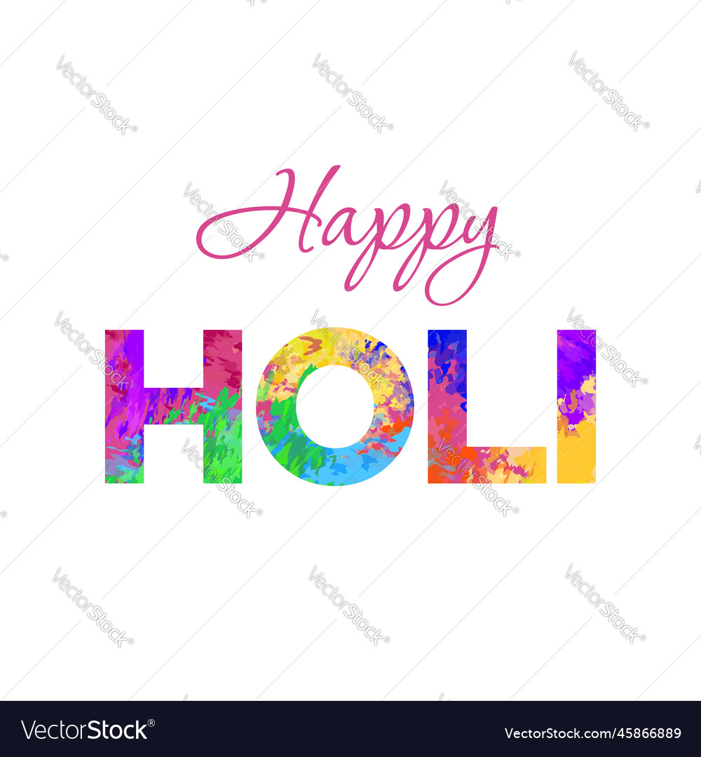 Happy holi text letters Royalty Free Vector Image