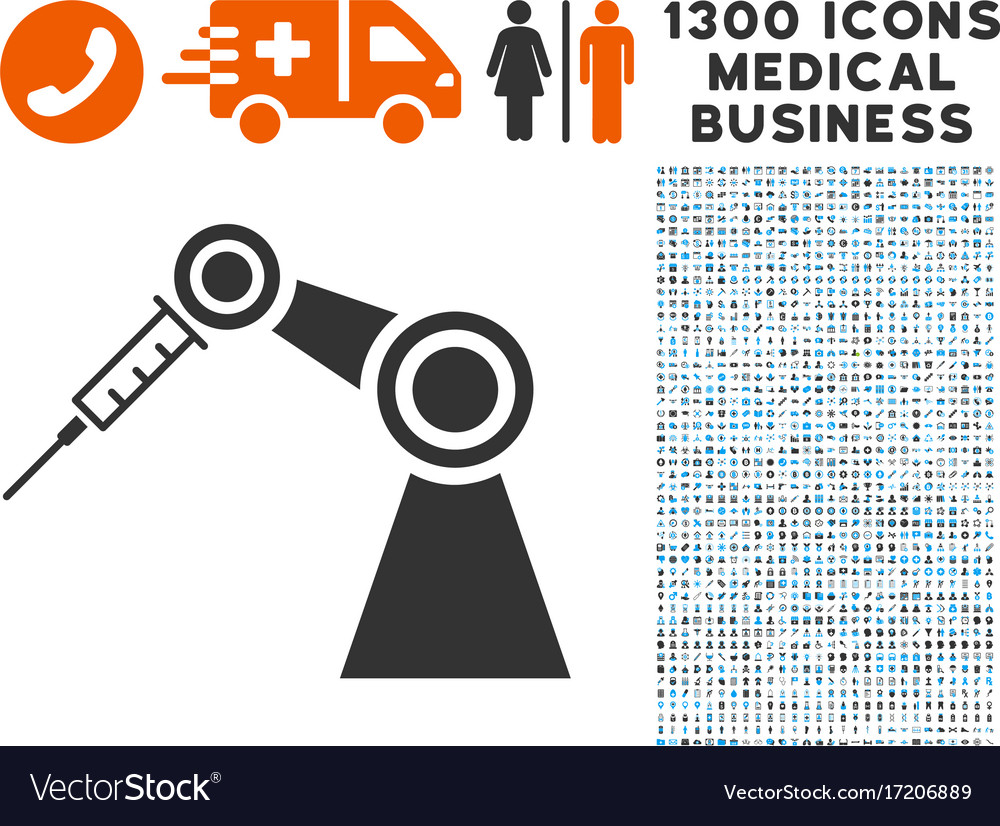 Medical inject robot icon with 1300