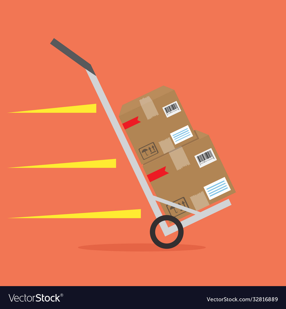 Packages delivery with trolley icon Royalty Free Vector