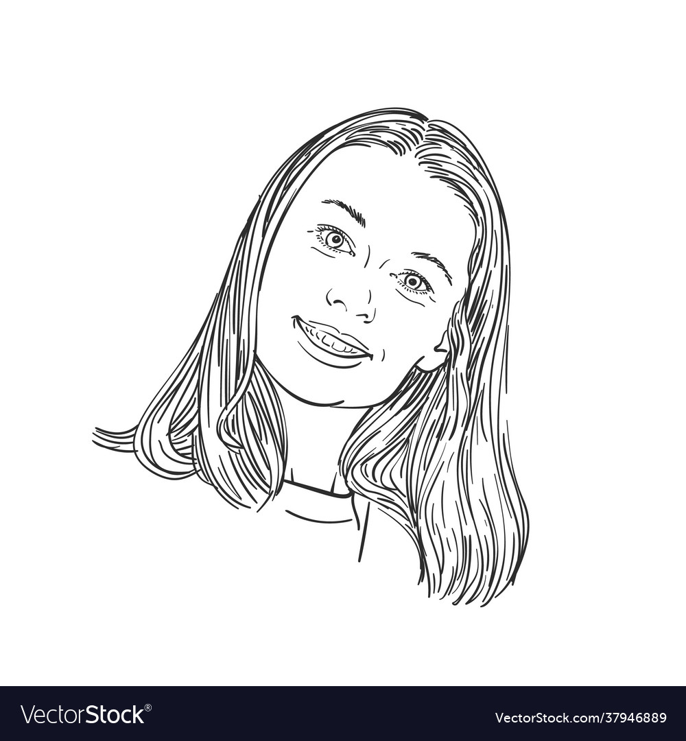 Portrait happy smiling woman with head bowed Vector Image