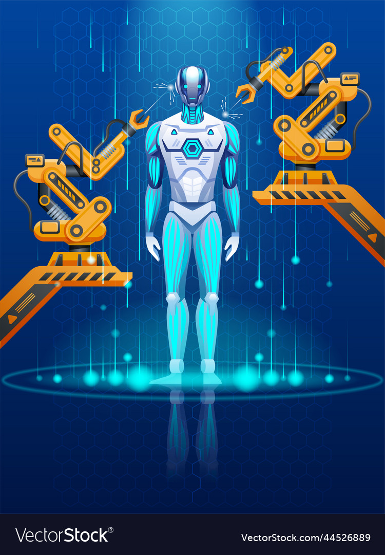 Robot assembly vector image Robot assembly