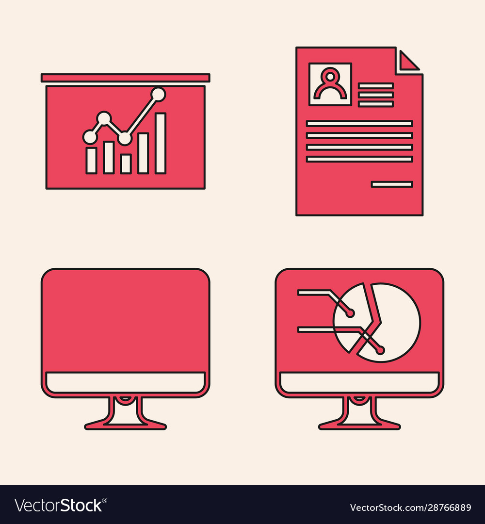 Computermonitor mit Diagrammkarte einstellen vector image Computermonitor mit Diagrammkarte einstellen