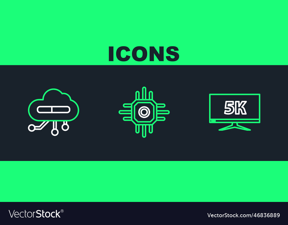 Set line monitor display with 5k video internet vector image Set line monitor display with 5k video internet