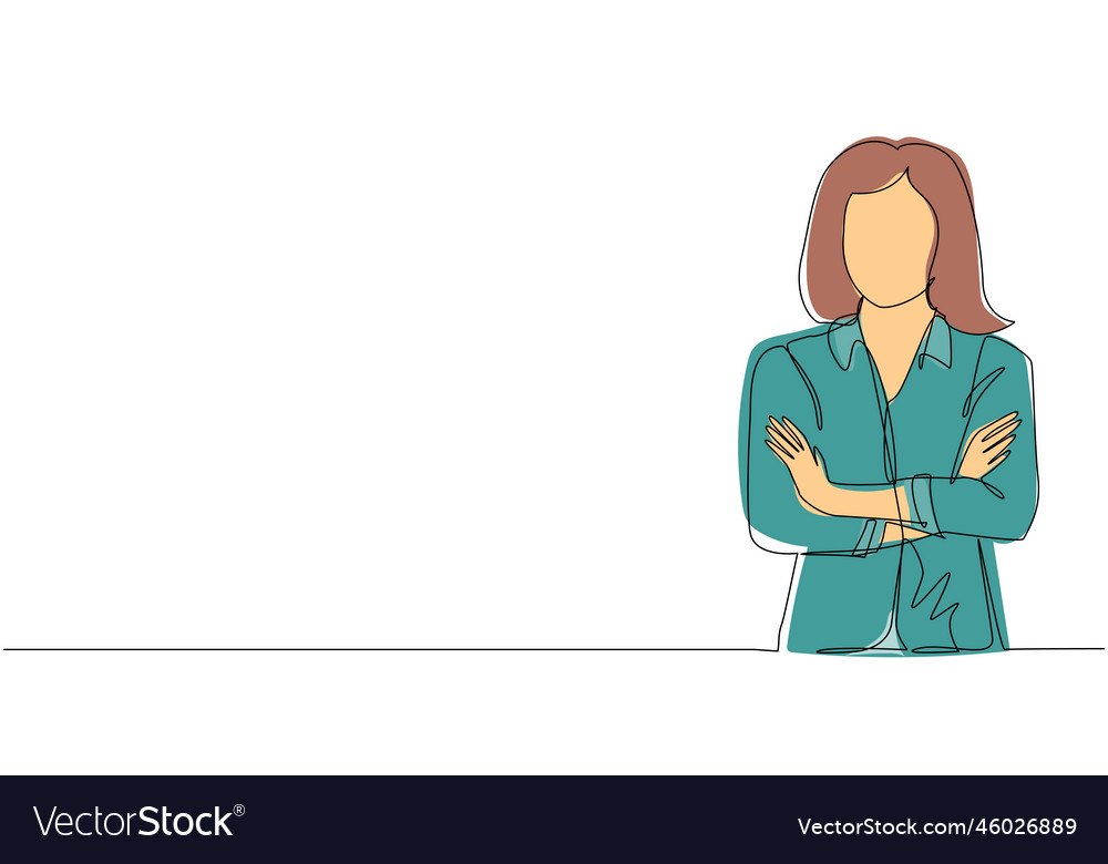 Single one line drawing young businesswoman