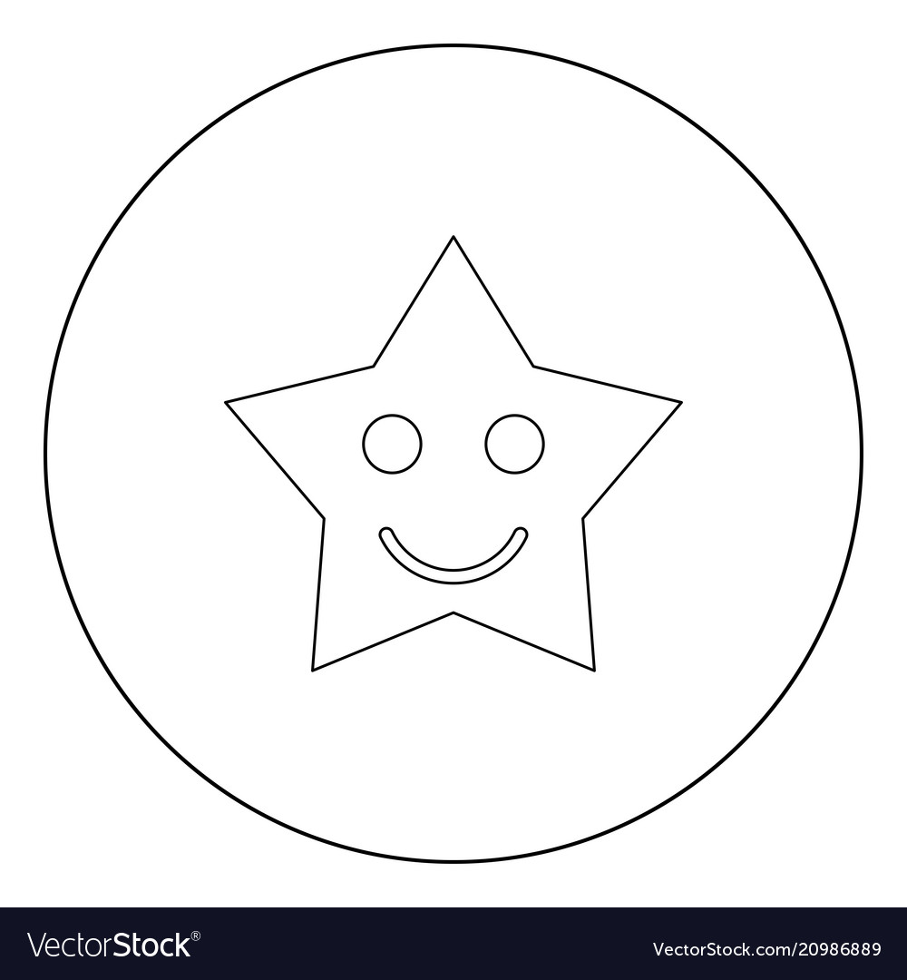 Smiling star black icon in circle isolated