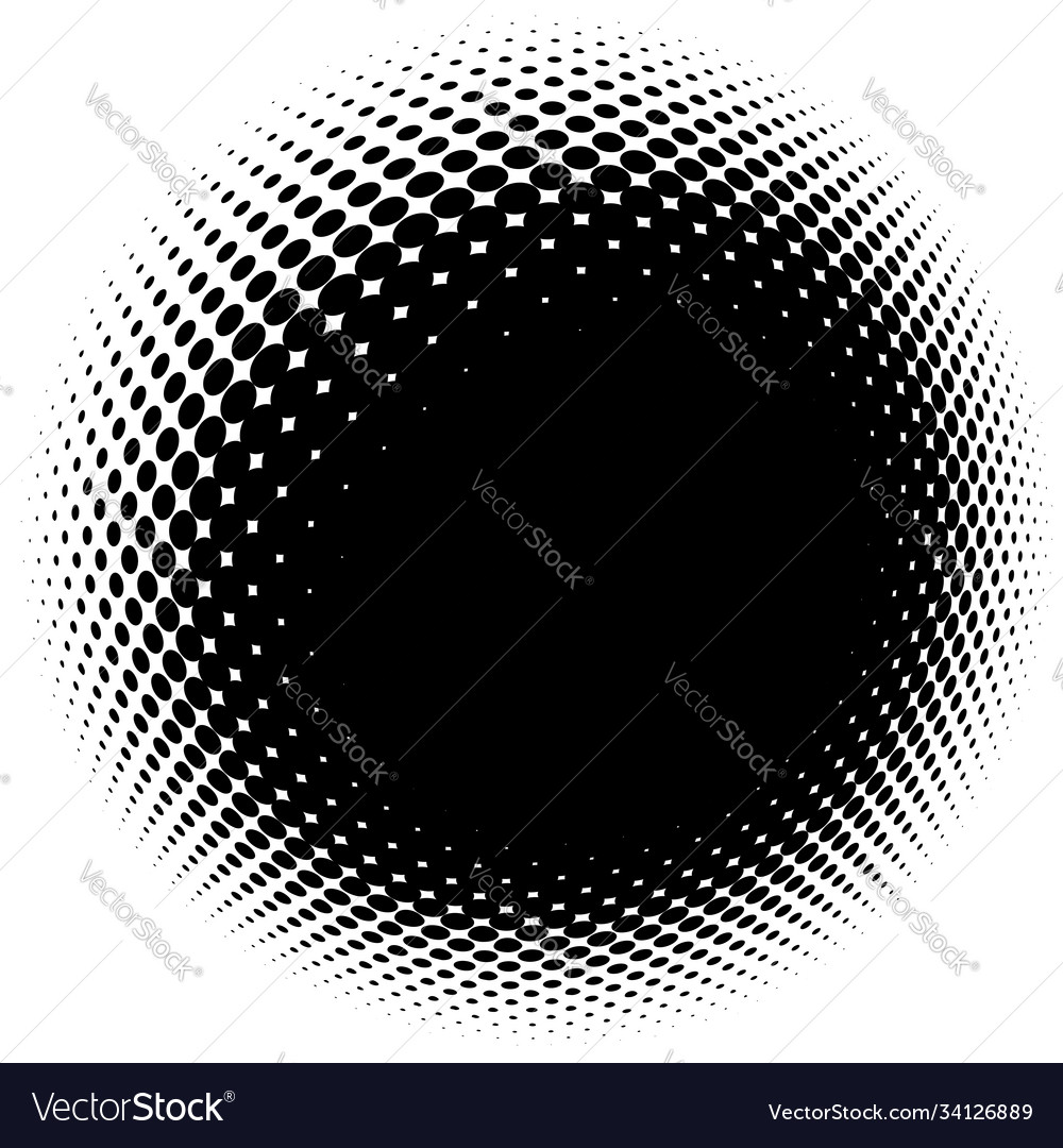 Spherical distortion halftone dots element orb vector image Spherical distortion halftone dots element orb