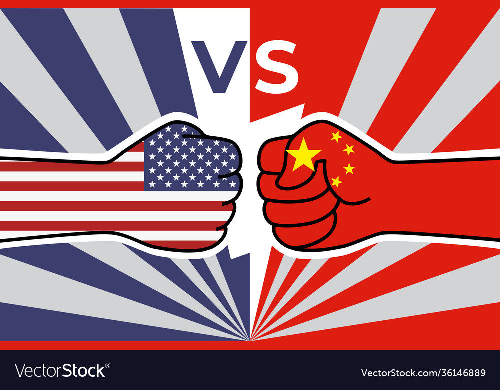Usa China Trade War Us Flag Fist Vs Royalty Free Vector Usa China Trade War Us Flag Fist Vs Royalty Free Vector