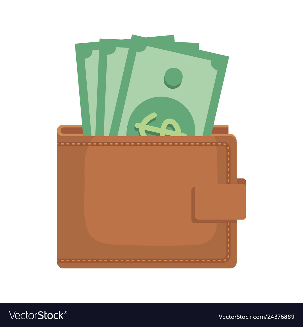 Wallet with bills dollars Royalty Free Vector Image