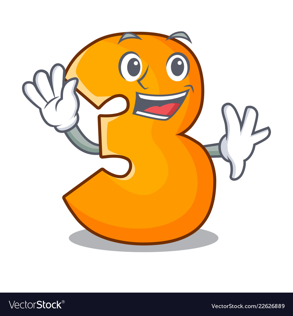 Waving cartoon number three on the wall Royalty Free Vector Waving cartoon number three on the wall Royalty Free Vector