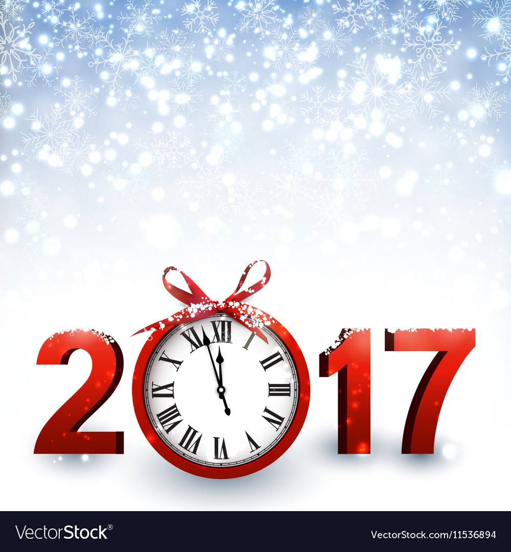 2017 new year background with clock