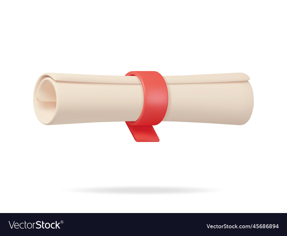 3d diploma paper scroll isolated Royalty Free Vector Image