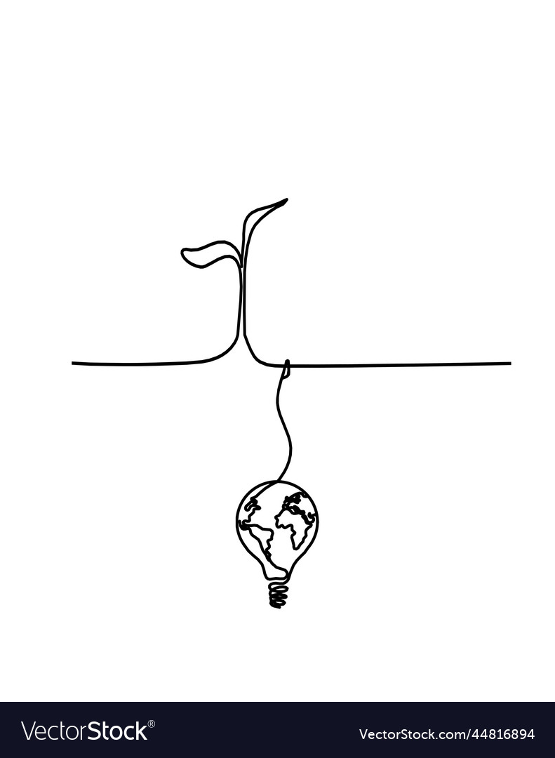 Abstract tree with globe light bulb as line