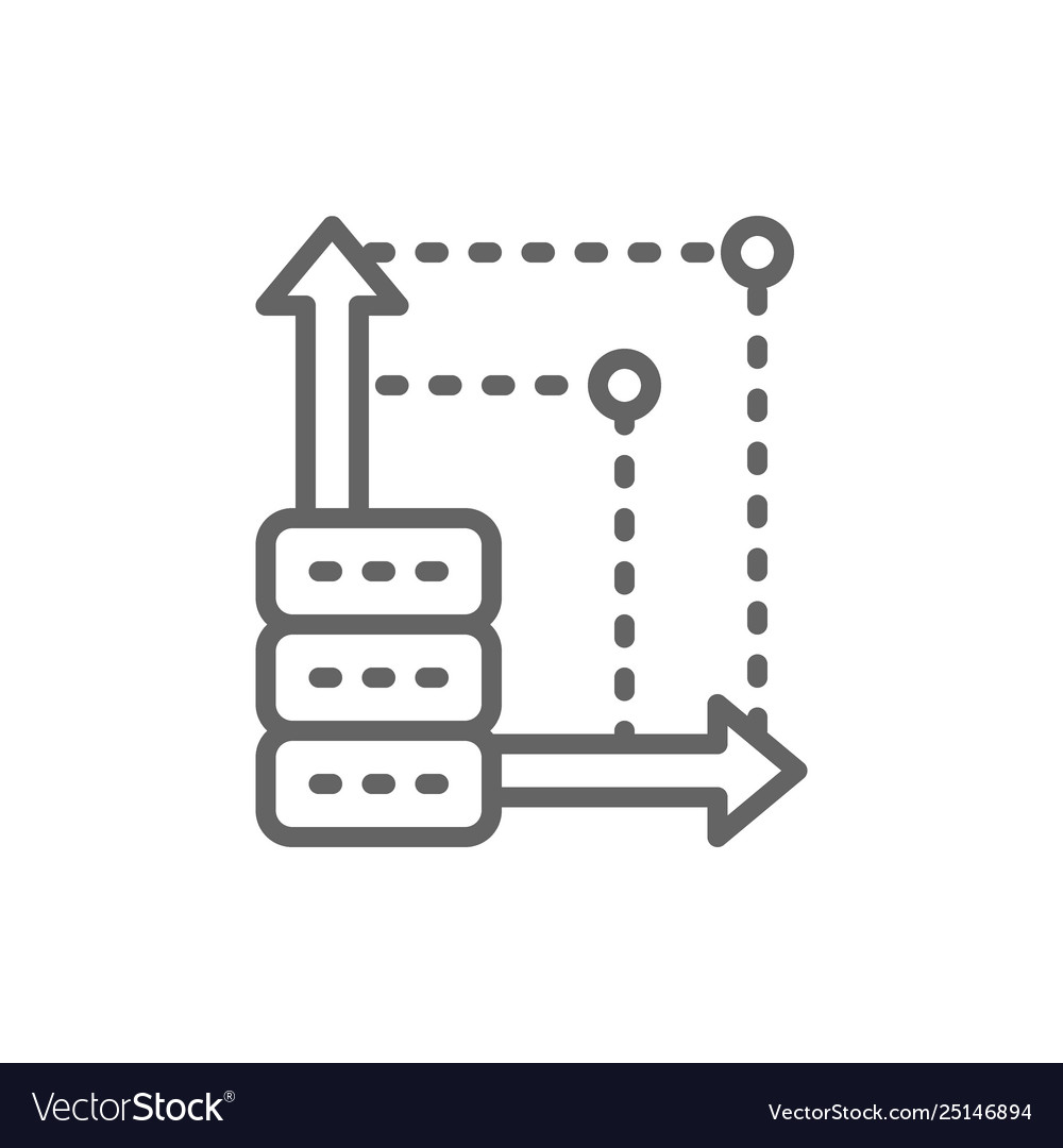 Advanced server more space in cloud storage line vector image Advanced server more space in cloud storage line