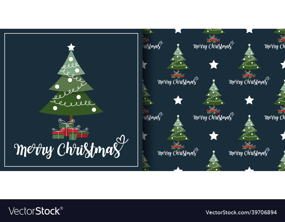 Christmas banner and seamless of tree Royalty Free Vector