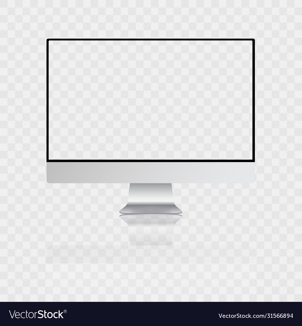 Computer monitor and display with shadow realistic vector image Computer monitor and display with shadow realistic