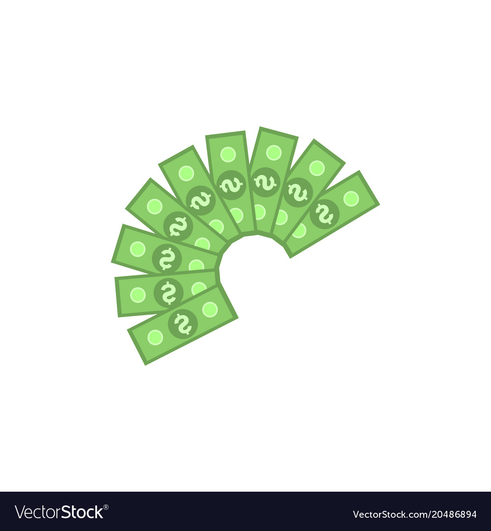 Fan of green dollar paper banknotes isolated