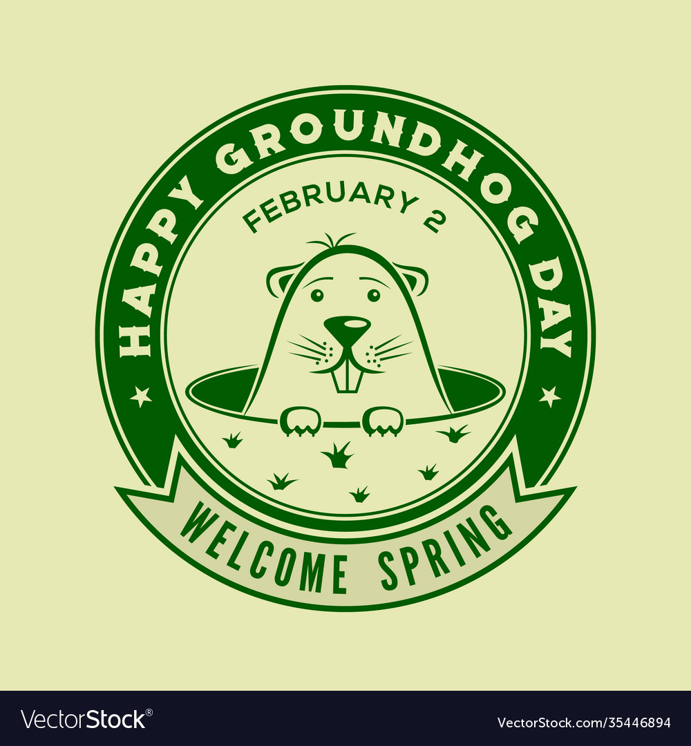 Happy groundhog day card design with cute