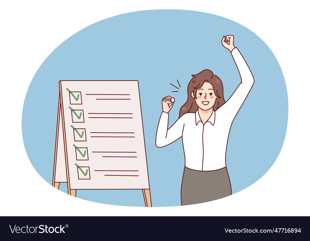 Happy woman finish to do list