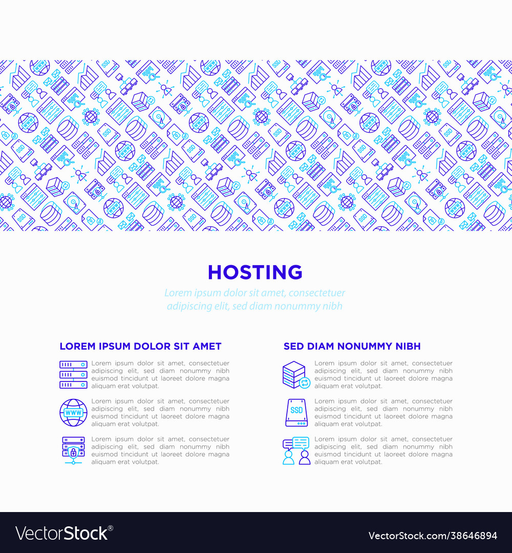 Hosting concept with thin line icons vps vector image Hosting concept with thin line icons vps