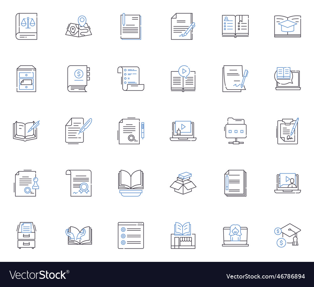 Novel line icons collection plot characters vector image Novel line icons collection plot characters
