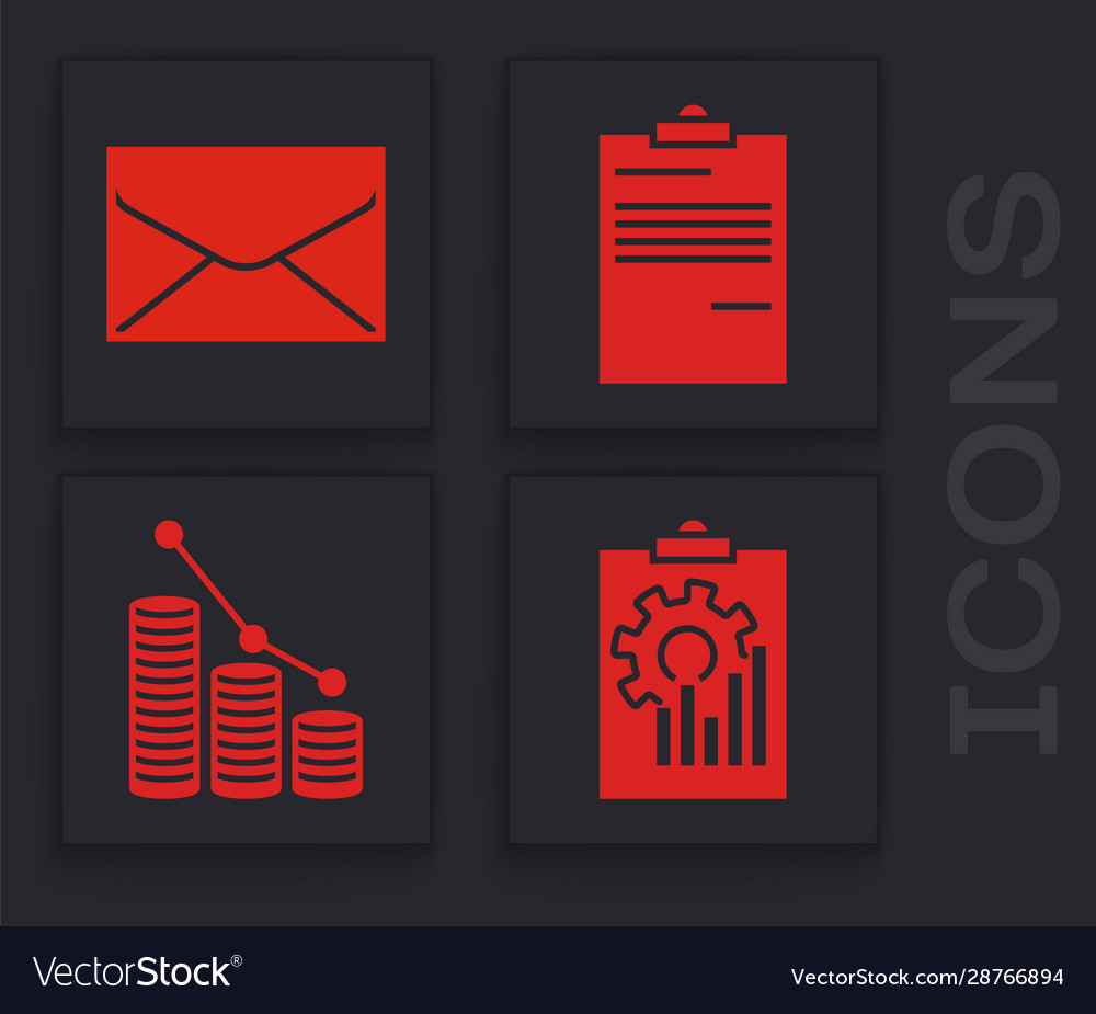 Set clipboard with graph chart envelope document vector image Set clipboard with graph chart envelope document