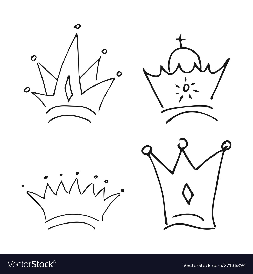 Sketch crown. Simple elegant queen or king crowns. Monarch majestic je By  YummyBuum | TheHungryJPEG