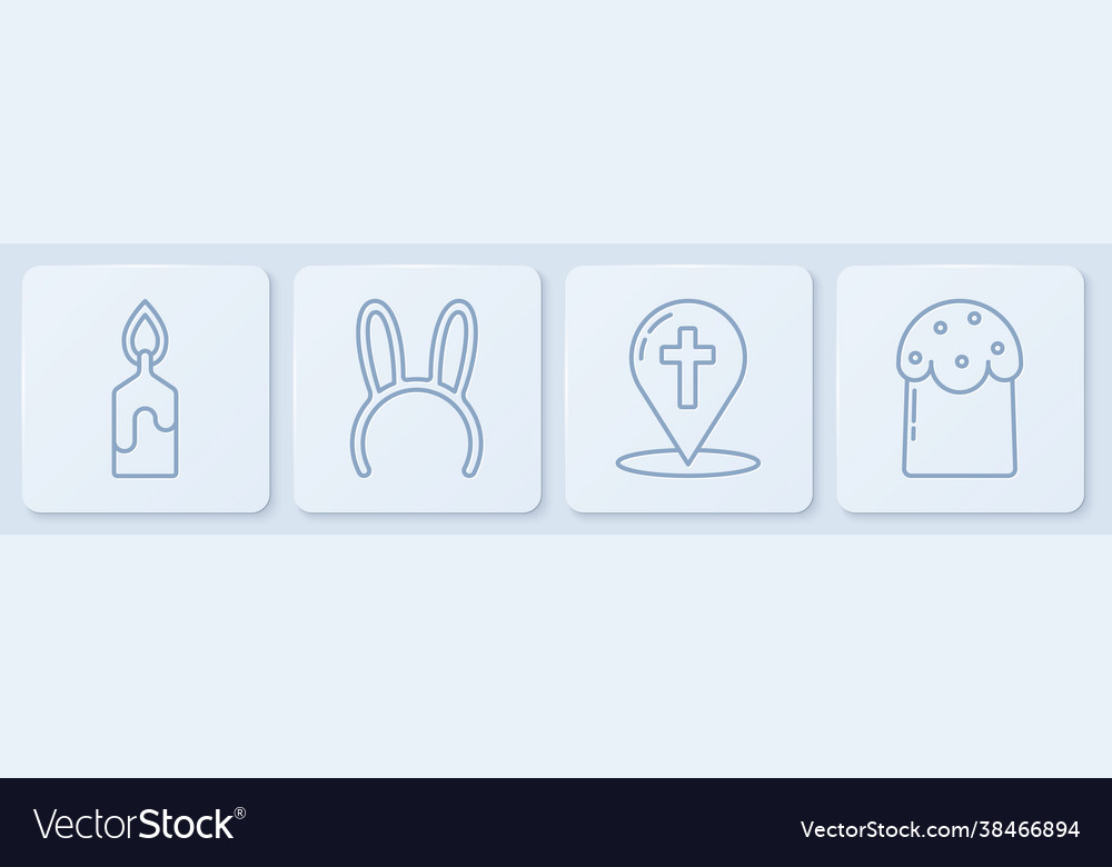 Set line burning candle map pointer vector image Set line burning candle map pointer