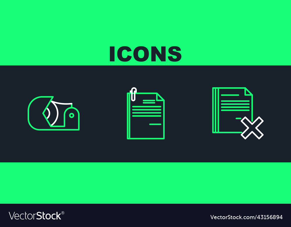 Set line delete file document scotch vector image Set line delete file document scotch