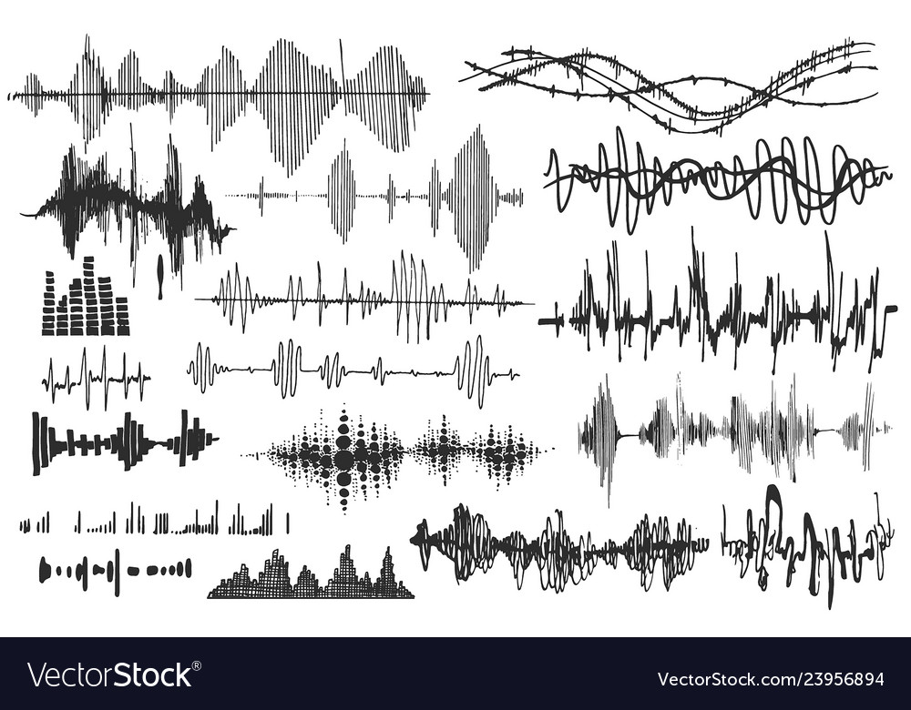 Sound waves set audio player vector image Sound waves set audio player