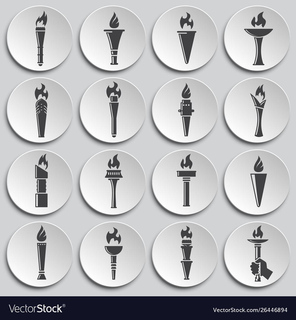 Torch icons set on background for graphic and web vector image Torch icons set on background for graphic and web