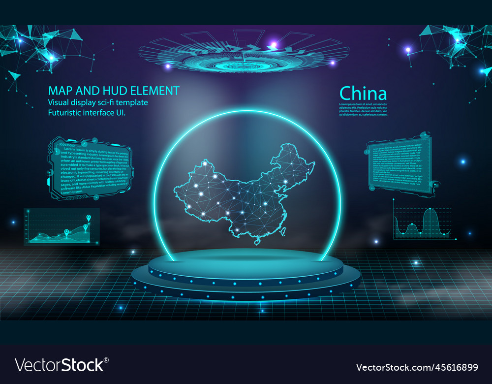 China map light connecting effect background Vector Image China map light connecting effect background
