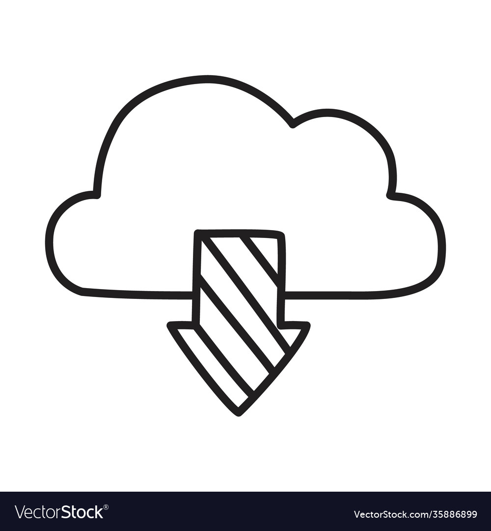 cloud-storage-with-download-arrow-line-style-vector-image