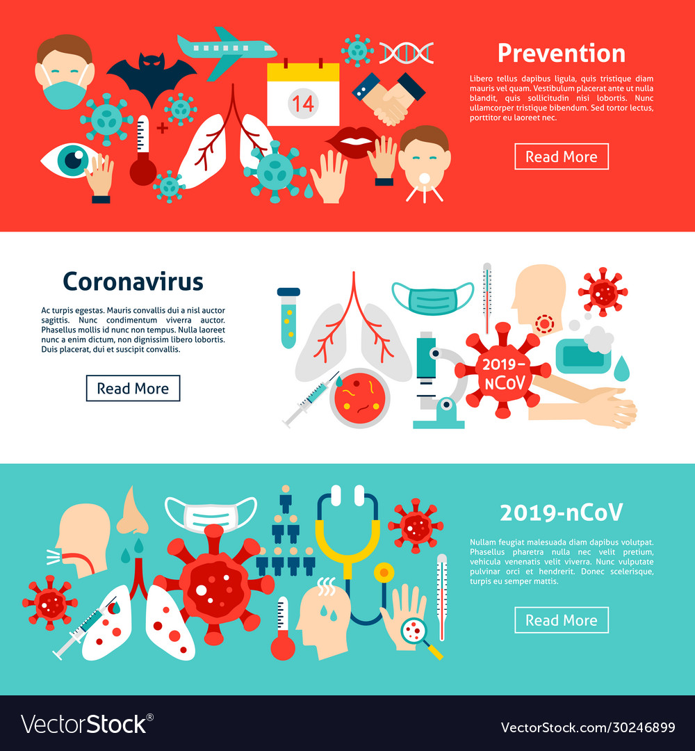 Coronavirus horizontal banners Vector Image Coronavirus horizontal banners