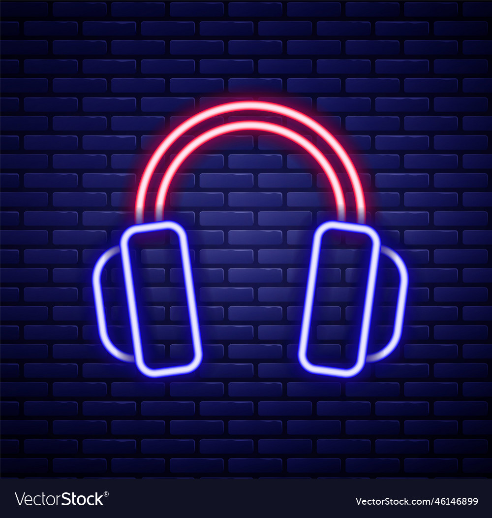 Glowing neon line headphones icon isolated Vector Image