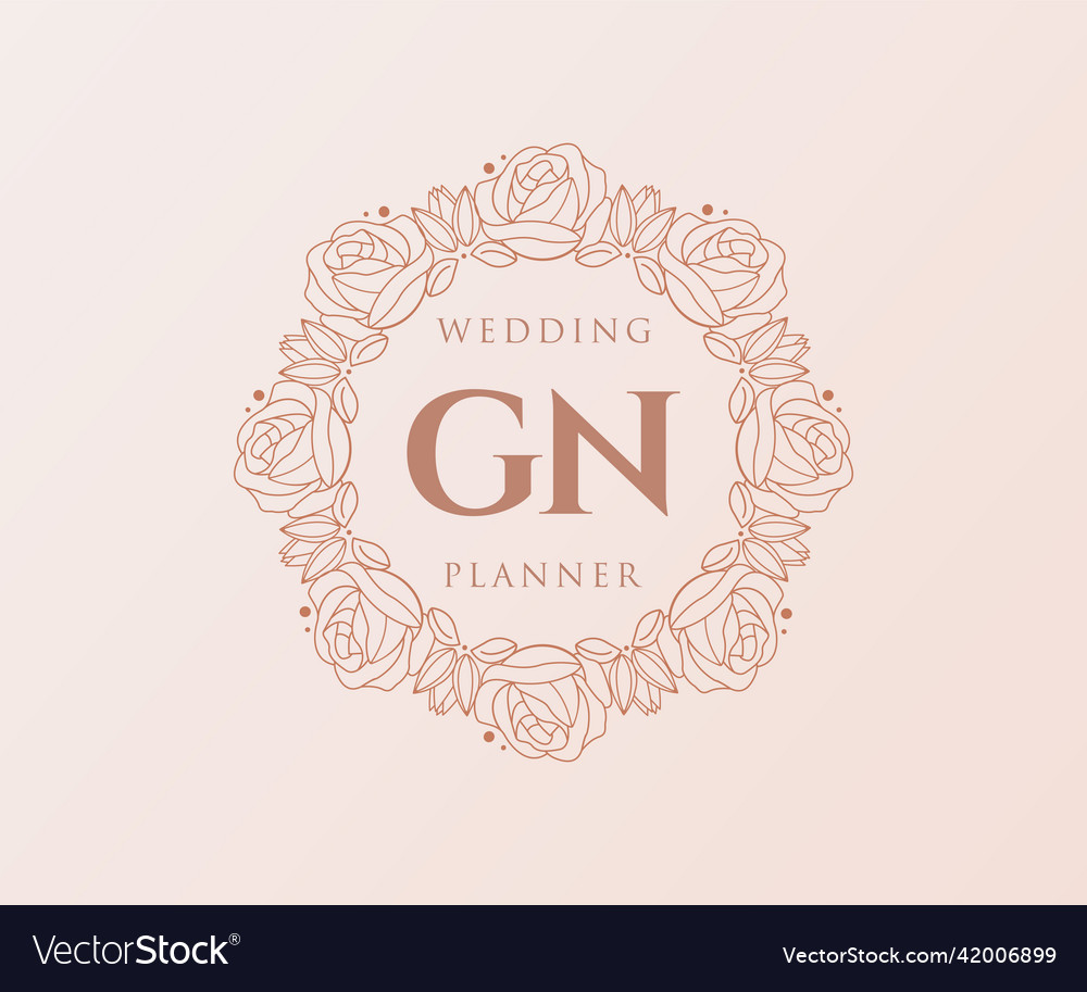 Gn initials letter wedding monogram logos Vector Image