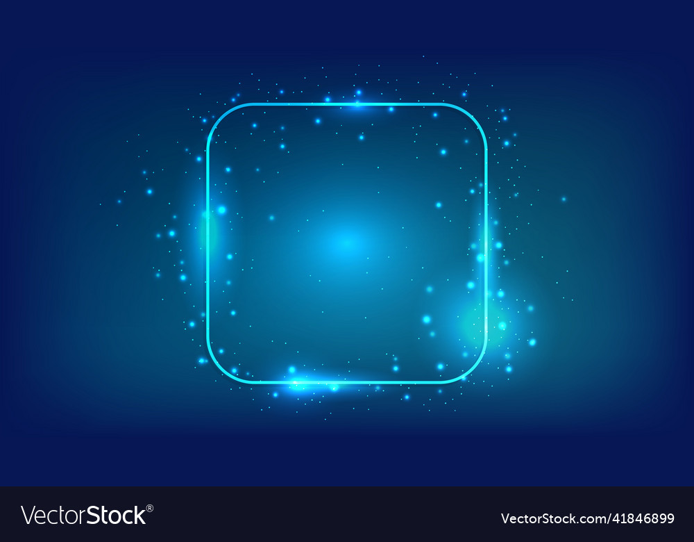 Neon rounded square frame with shining effects vector image Neon rounded square frame with shining effects