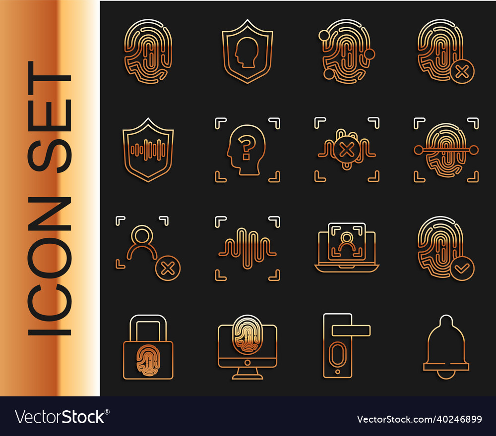 Set line motion sensor fingerprint face vector image Set line motion sensor fingerprint face