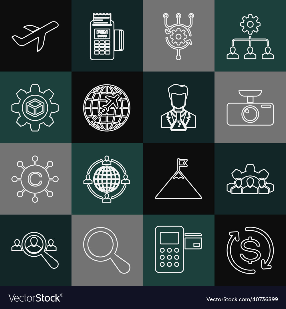 Set line return of investment project team base vector image Set line return of investment project team base