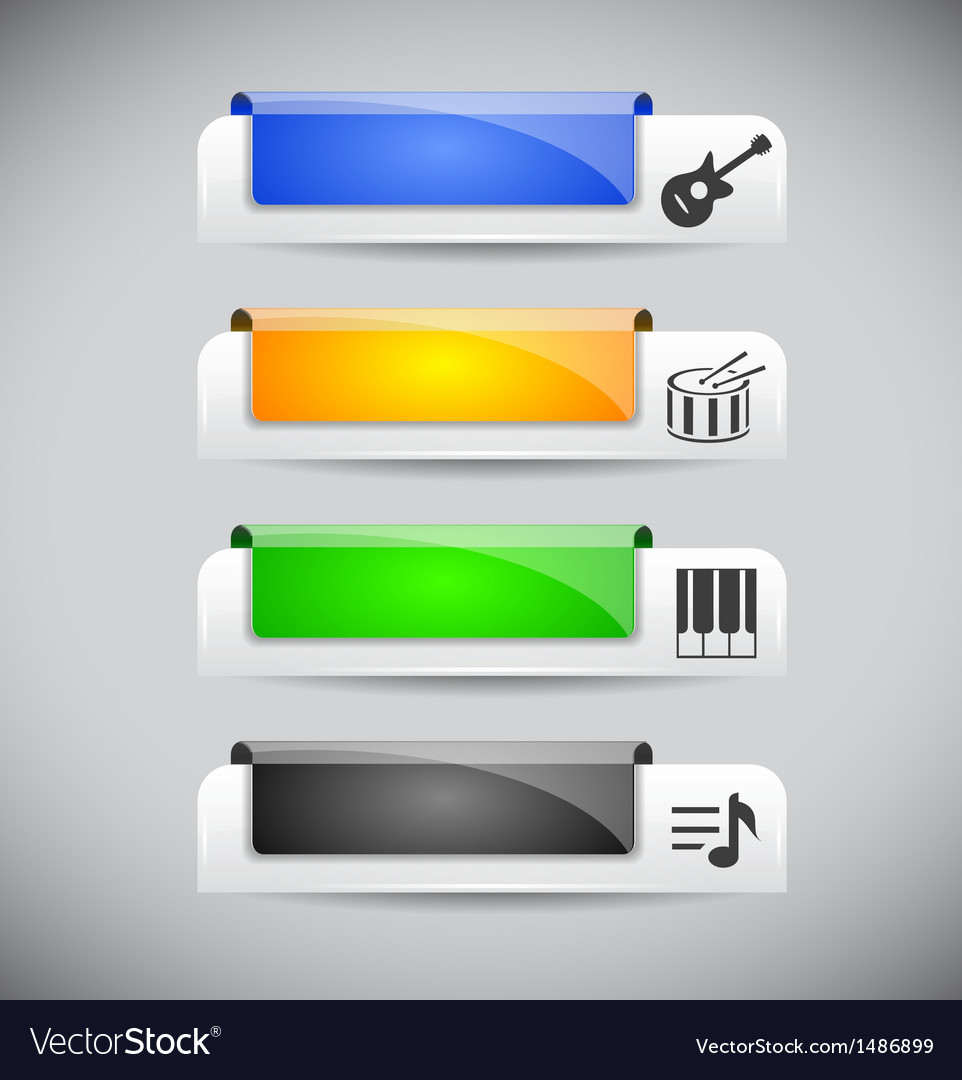 Set of color plastic buttons for web