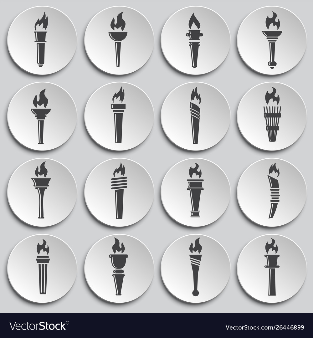 Torch icons set on background for graphic and web vector image Torch icons set on background for graphic and web