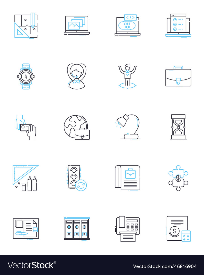 Administrative setup linear icons set hierarchy vector image Administrative setup linear icons set hierarchy