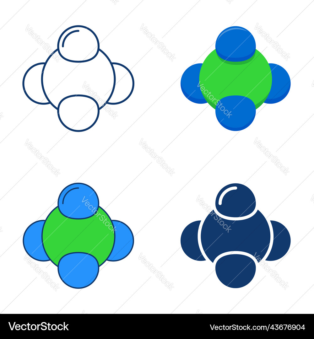 Chemical model of molecule icon set Royalty Free Vector