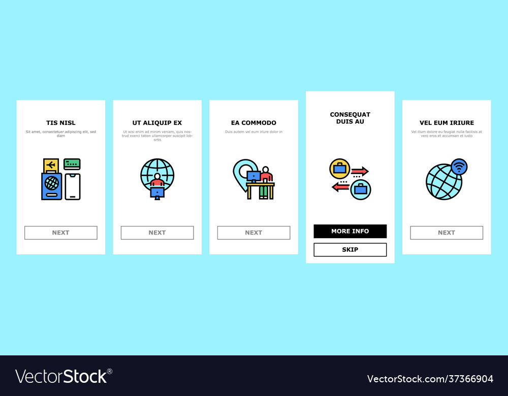 Digital nomad worker onboarding icons set vector image Digital nomad worker onboarding icons set