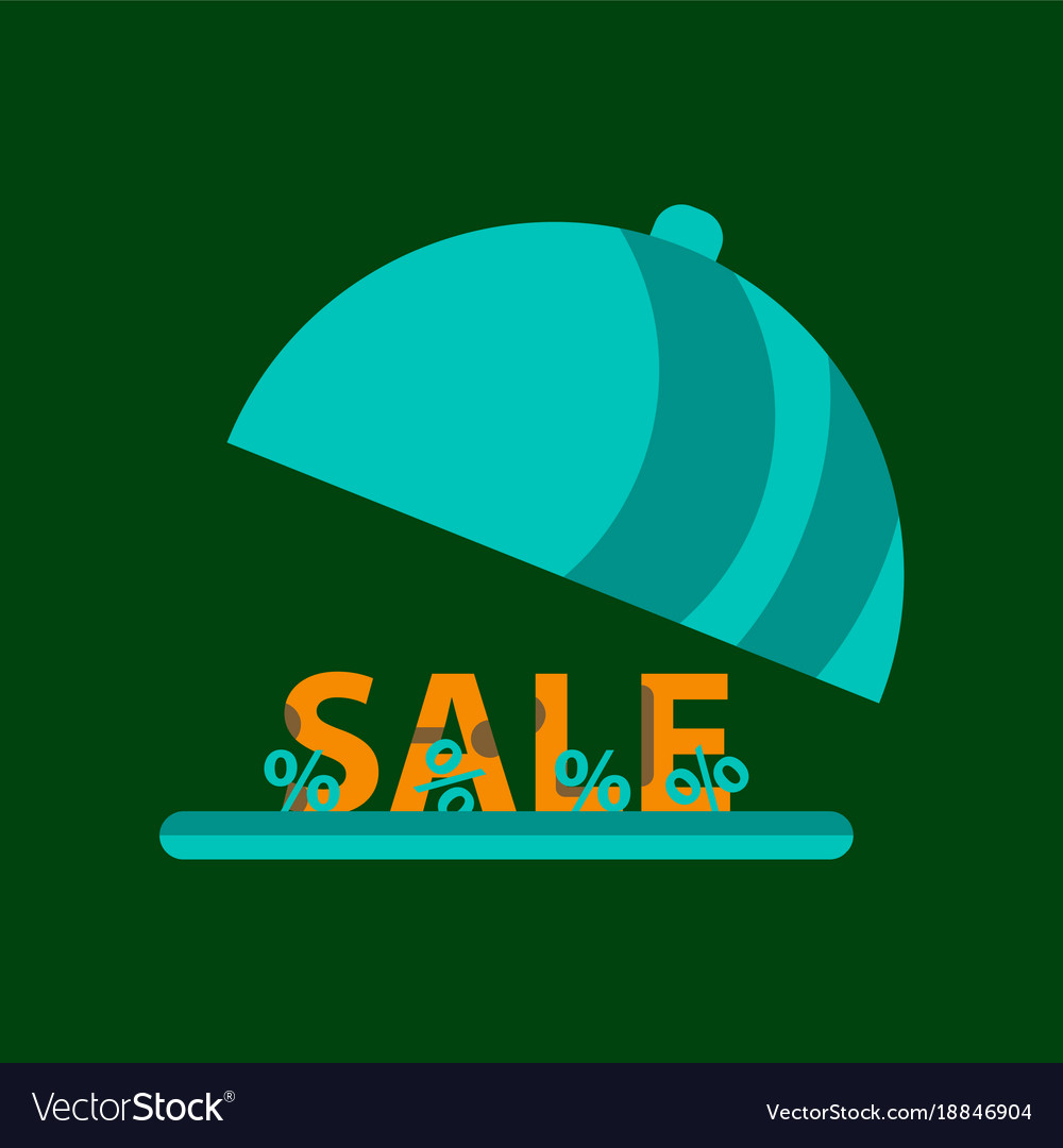 Flat icon of sale percent dish cover