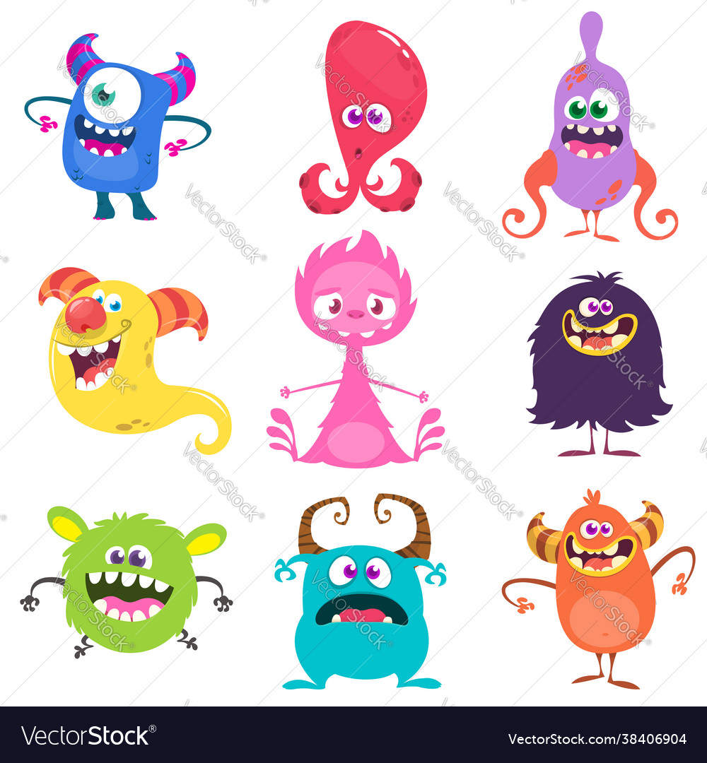 Funny cartoon monsters set Royalty Free Vector Image