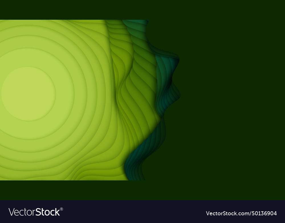 Green paper layers 3d abstract gradient papercut