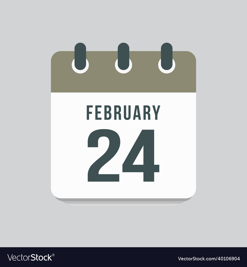 Icon day date 24 february template calendar page Vector Image